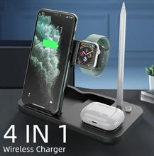 Load image into Gallery viewer, 15W Fast Charge 4 In 1 QI Wireless Charger Dock Station - Black_0