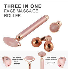 Load image into Gallery viewer, 3 in1 Electric Vibrating Natural Rose Quartz Jade Facial Roller_2