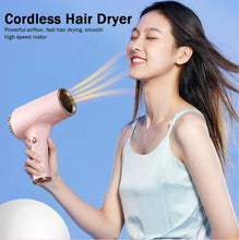 Load image into Gallery viewer, 2600mAh Cordless Anion Blow Dryer Portable Hair Dryer 40/500W USB Rechargeable Powerful 2 Gears - Green_2
