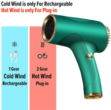 Load image into Gallery viewer, 2600mAh Cordless Anion Blow Dryer Portable Hair Dryer 40/500W USB Rechargeable Powerful 2 Gears - Green_4
