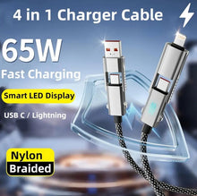 Load image into Gallery viewer, 4 in 1 LED Display Multi Charger Cable - Dual USB C/USB A/Lightning Fast Charging Cable - 65W_0
