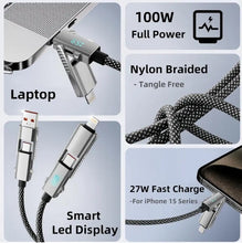 Load image into Gallery viewer, 4 in 1 LED Display Multi Charger Cable - Dual USB C/USB A/Lightning Fast Charging Cable - 65W_1
